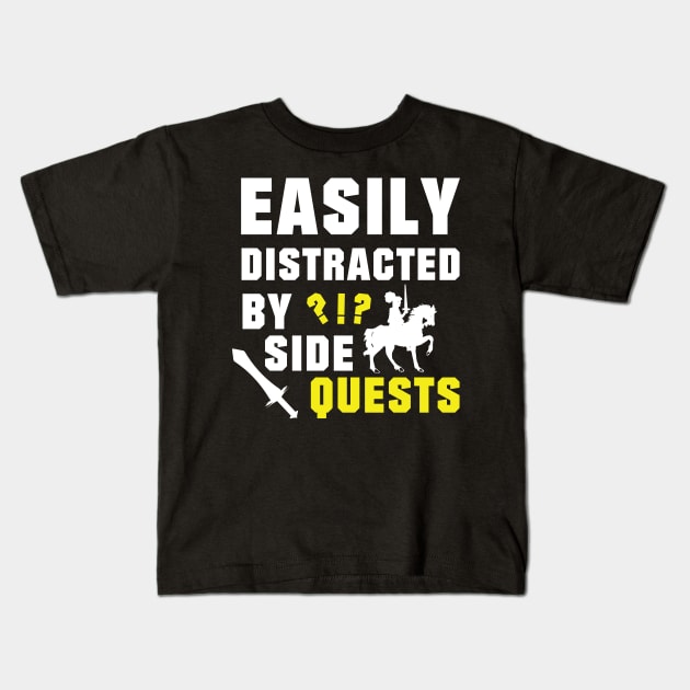 Easily Distracted By Side Quests Procrastination Kids T-Shirt by Shadowisper